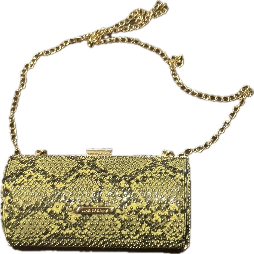 NWOT Like Dreams Gold Snake Print Clutch